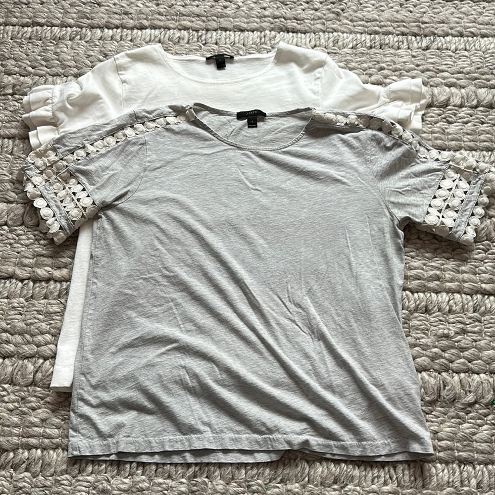 J Crew t-shirt tee lot lace ruffles size small S
